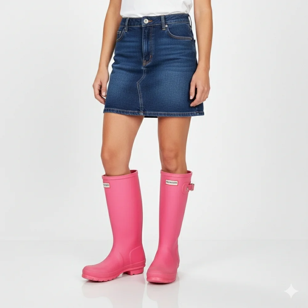 Hunter EU 36 US 4/5 Boots Pink Rubber Rainboots Winter Waterproof Reinforced